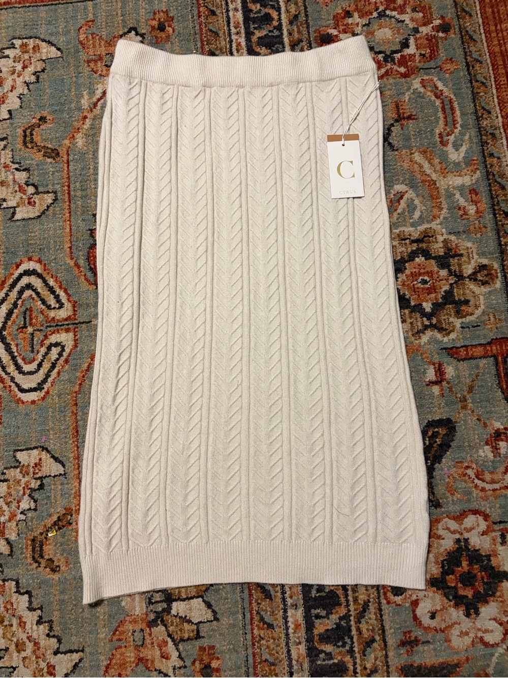 Cyrus NWT Women’s Cream Cable Knit Midi Skirt